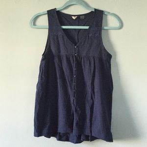 Roxy Embroidered Tank Top w Button Detail